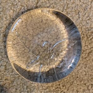 Guardian Angel Clear Glass Paperweight Disc 12 oz. With Embossed Angel 3x1 in.